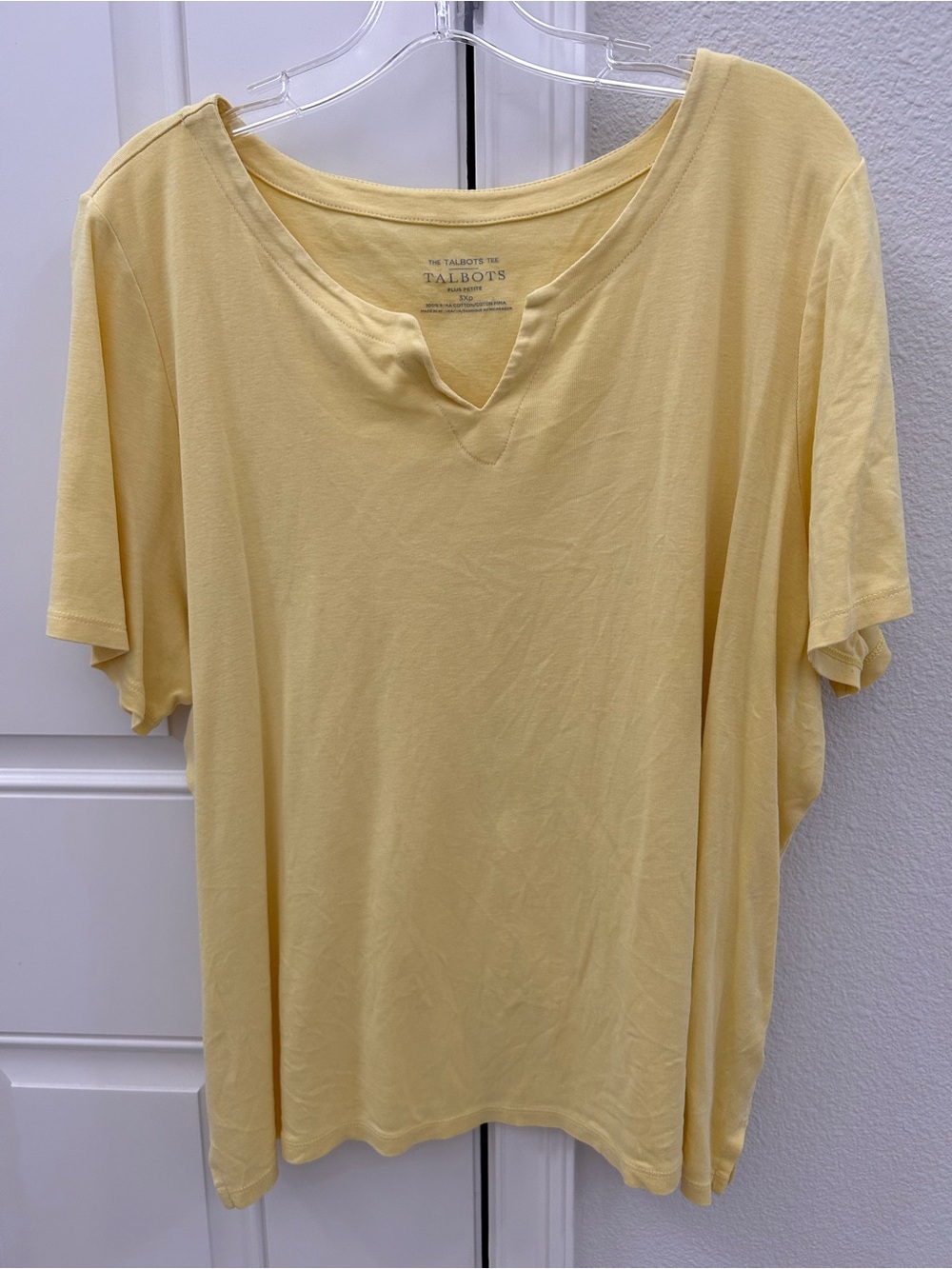 Talbots Soft Lemon Short Sleeve Notch-Neck Tee